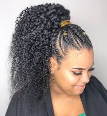Cornrows To Curly Ponytail Weavehairstylescurly Cornrow Ponytail Natural Hair Styles Braided Hairstyles