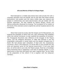 Add to wishlist delete from wishlist. Kath Critique Grade B Life And Works Of Rizal Critique Paper Rizal Belonged To Middle Class Family That Could Provide Him With University Education Here And Studocu