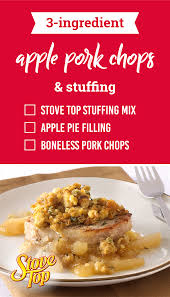 Apple Pork Chops And Stuffing Recipe Apple Pork Chops Apple Pork Pork Chop Recipes Baked