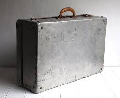 Large Antique French Metal Suitcase Aluminum Travel Trunk With Etsy French Antiques Antique Suitcase Leather Handle
