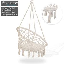 Amazon De Kesser Hangesessel 150kg Mit 2 Stahlringe Sitzpolster Geflochten Fransen Hangestuhl Hangekorb Schaukelkorb Garten Ind Hangekorb Sitzpolster Polster