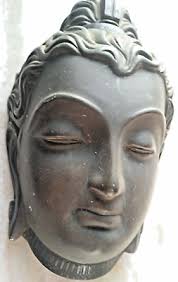 BUDDHA FACE BIDRI ART WALL HANGING INDIA VINTAGE