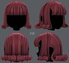 3d Hair Style For Girl V43 3d Model Model Hair 3d Model Character Hair Sketch