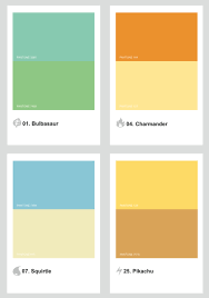Pantone Pokemon Movie Posters Minimalist Pantone Typographic Poster