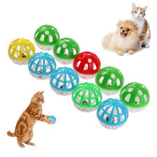 10pcs Cat Pet Sound Toy Plastic Hollow Out Round Colorful Playing Ball With Small Bell Pet Cat Toys Pet Sounds Dog Toy Ball