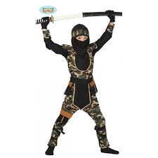 Il costume da guerriero ninja è composto da casacca, pantaloni, cintura, fasce per gambe e maschera. Vestito Carnevale Ninja 10 12 Anni