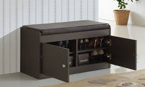 Margaret Wood Two Door Shoe Storage Cabinet With Seating Bench Groupon