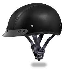 Daytona Skull Cap Black Leather Dot Half Shell Helmet With Scoop Visor Leather Motorcycle Helmet Half Shell Helmet Helmet