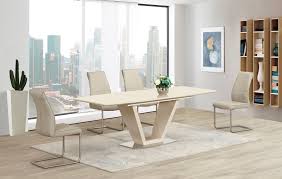 The spread table has a width of 180 cm we guarantee safe a th. Cream Extending Glass High Gloss Dining Table And 8 Taupe Chairs Set