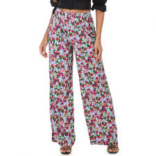 Motifs à fleurs en bon état. Pantalon Fluide A Fleurs Bleues Et Violettes