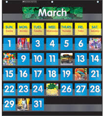 pocket chart monthly calendar black by