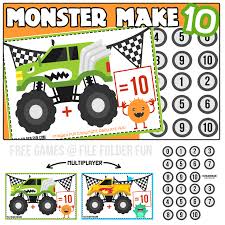 Monster Math Game File Folder Games Preschool Learning Games For Kids Math Games