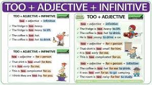 Subject + verb + noun + adjective example sentence: Too Adjective Infinitive Woodward English