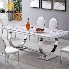Tangkula 5 pcs dining table set modern tempered glass top and pvc leather chair w/4 chairs dining room kitchen furniture (white and silver). China Modern Home Restaurant Furniture Set Special Metal Stainless Steel Marble Dining Room Table China Dinner Table Home Furniture Set