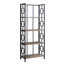 Its frame is crafted from metal with a versatile black finish, while the three tiers of shelves are made of wood for a contrasting look that ropes in a hint of rustic charm. Monarch Specialties Corner Bookcase Etagere White Finish And White Metal 62 In H Rona