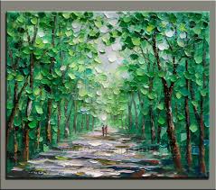 Wooden Framed Handpainted Wall Decor Abstract Knife Tree Oil Impasto Painting Landscape Canvas Simple Acrylic Paintings We ship worldwide and accept custom artwork in various size.