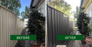 Before And After Colorbond Fence Re Spraying Colour Monument Fence Paint Fence Makeover