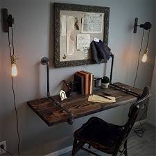 Industrial pipe desk with shelf add an industrial feel to your home or office with this rustic pipe desk! Solid Wood Wall Shelf Wall Computer Desk With Metal Iron Water Pipe Shelves Wall Hanging For