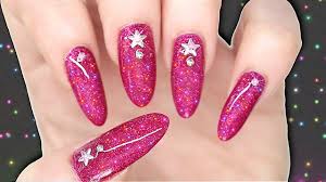 Diy Gel Polish Effect Nails Hot Pink Holographic Glitter Nailart With Studs Youtube Ombre nails look sophisticated and chic, and they're surprisingly easy to do yourself.
