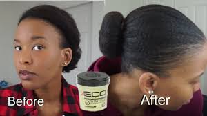 The advantage to flaxseed gel is that it's super cheap and can be mixed with your favorite butters, oils, and styling creams. Sleek Bun On 4c Hair Eco Style Black Castor And Flaxseed Oil Gel Review Youtube