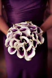 White Purple Calalilies Wedding Bouquet Purple Wedding Dark Purple Wedding Purple Wedding Wedding Flowers