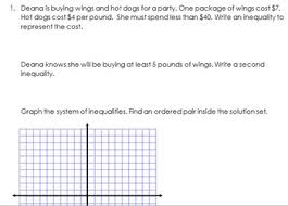 A system of linear inequalities is a set of linear inequalities that you deal with all at once. Graphing Systems Of Inequalities From A Word Problem Worksheet By Misscalcul8