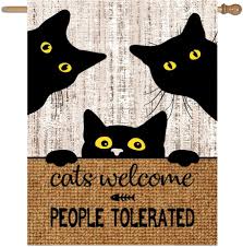 Amazon.com : Black Cat House Flags 28x40 Halloween Garden Flag Cats Welcome  People Tolerated Sign Outdoor Flags Double Sided for Outside Farmhouse  Porch Yard Decor : Patio, Lawn & Garden