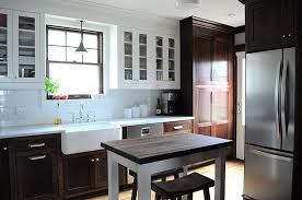 Love The Dark Wood Cabinets On The Bottom With White On Top Farm Sink Kitchen Cabinets Color Combination Kitchen Cabinet Design New Kitchen Cabinets