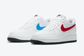 Nike Air Force 1 Releasing With Alternating Red And Blue Swoosh Logos Runningshoes Running Run Sneakers Shoes Runningmoti In 2020 Nike Air Force Photo Blue Nike