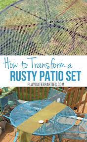 How To Paint Rusted Patio Furniture Painting Metal Outdoor Furniture Metal Patio Furniture Metal Outdoor Furniture
