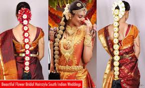 Whether your wedding day look is bold, colorful and embellished or the delicate and sophisticated essence of indian bridal. South Indian Bridal Hairstyle With Flowers For Wedding Glamour