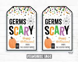 Germs Are Scary Tag Safe And Clean Halloween Tags Printable Halloween Rainy Lain Designs Printable Halloween Tags Printable Tags Halloween Tags