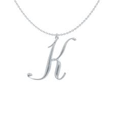 Personalized 925 Sterling Silver Big Initial Letter Necklace K Solo Mio Italian Jewelry