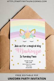 Happy Birthday Free Printable Unicorn Birthday Card Free Editable Pdf Unicorn Party Invitation Unicorn Party Invites Unicorn Birthday Invitations Unicorn Invitations