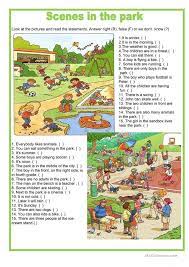 picture description scenes in the park worksheet free esl printable worksheets made by teachers picture comprehension english fun english writing skills
