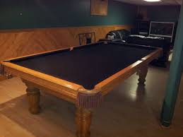 Older Oak Table In Oak Room With New Black Cloth For Pool Table Pool Table Room Pool Table Oak Table