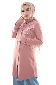 Pul Islemeli Tunik Tsd2627 Gul Kurusu Tunik Pul Gomlek