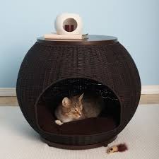The Refined Feline The Igloo Deluxe Wicker End Table Cat Bed Cat Bed Pet Bed Pet Beds