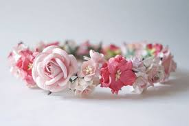 Paper Flower Crown Headband Wedding Pink Soft Pink Pink Etsy Paper Flower Crown Flower Crown Headband Pink Brushes