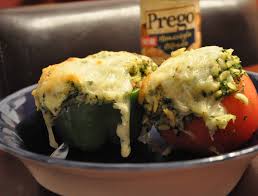 stuffed peppers and tomatoes with prego
