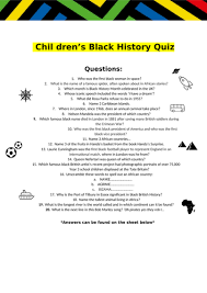 Children's black history quiz questions: Black History Month Quiz For Kids Ks2 Ks3 Gcse Teaching Resources