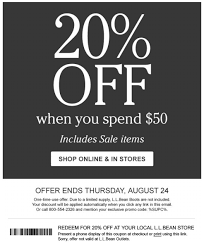 Get 20 Off 50 Or More At L L Bean With This Printable In Store Coupon From Goodshop Store Coupons Ll Bean L L Bean