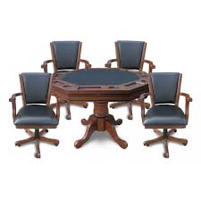 Each chair features pvc casters covered in rich, antique metal, providing convenient mobility. Walnut Kingston 3 In 1 Poker Table With 4 Chairs Gametablesonline Com