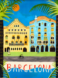 Barcelona Spain Spanish European Europe Vintage Travel Advertisement Art Poster Vintage Travel Posters Travel Illustration Travel Posters
