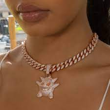 Iced Out Diamond Gengar Rose Gold In 2021 Diamond Grillz Pendant Bails 18k Rose Gold