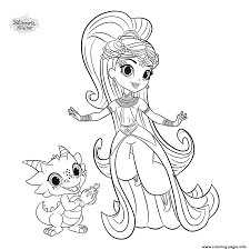 The articles include black and white diagrams of beautiful princesses in their long gowns. Shimmer And Shine Princess Samira And Nazboo The Dragon Coloring Pages Printable