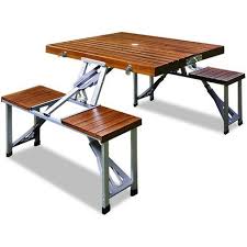 Camping Table And Chairs Set Made Of Aluminium With Seats Made Of Wood 4250525300819 Garden And Outdoor Camping Table Picnic Table Folding Picnic Table