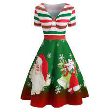 Ils savent qu'ils vont bientôt partir et rêvent de la robe qu'ils porteront le soir de noël. Robe De Noel Christmas Dress Women Xmas Santa Claus Stripe Print V Neck Vintage Swing Party Mini Dresses Kerst Jurk From Easme 13 99 Dhgate Com