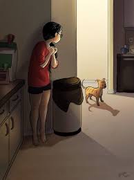 Artist Perfectly Captures The Intimate Magic Of Living Alone Girl And Dog Girls Cartoon Art Alone Art