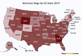 The minimum wage for federal contractors in 2020 is $10.80 per hour. Map Minimum Wage By Us State Tony Mapped It